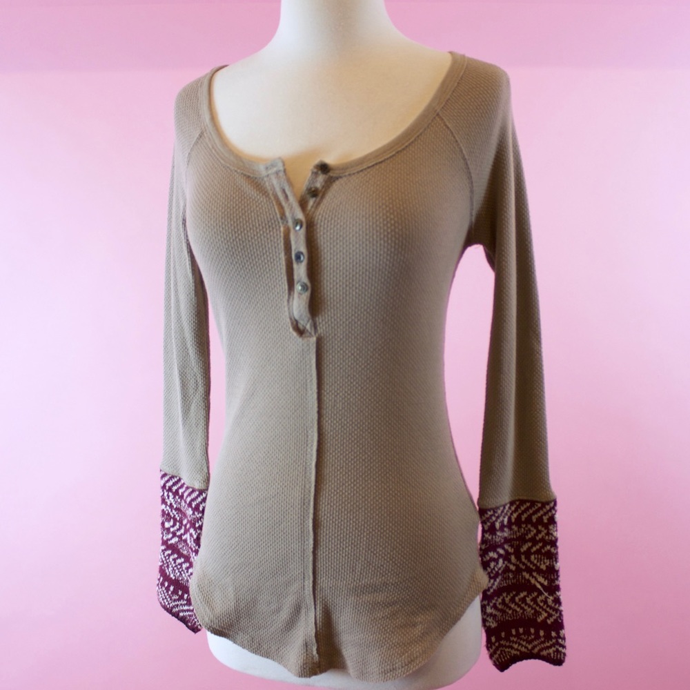 Free People Brown Knit Cuff Ski Lodge Thermal
